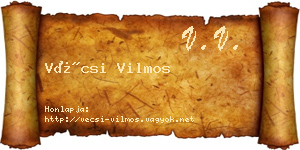 Vécsi Vilmos névjegykártya